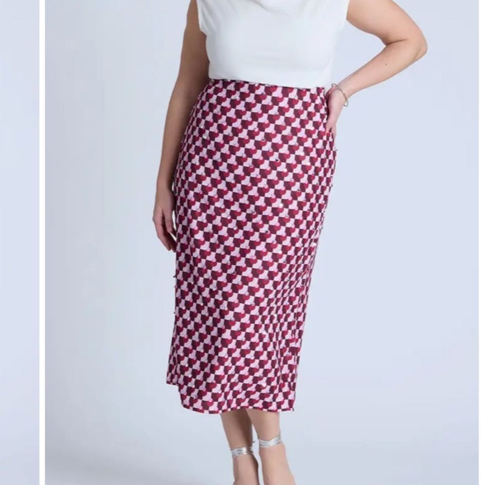 Eloquii Geometric Print Sequin Midi Skirt Size 26